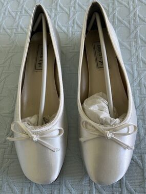 Touch Ups Pearl Satin Ballet Flats in white